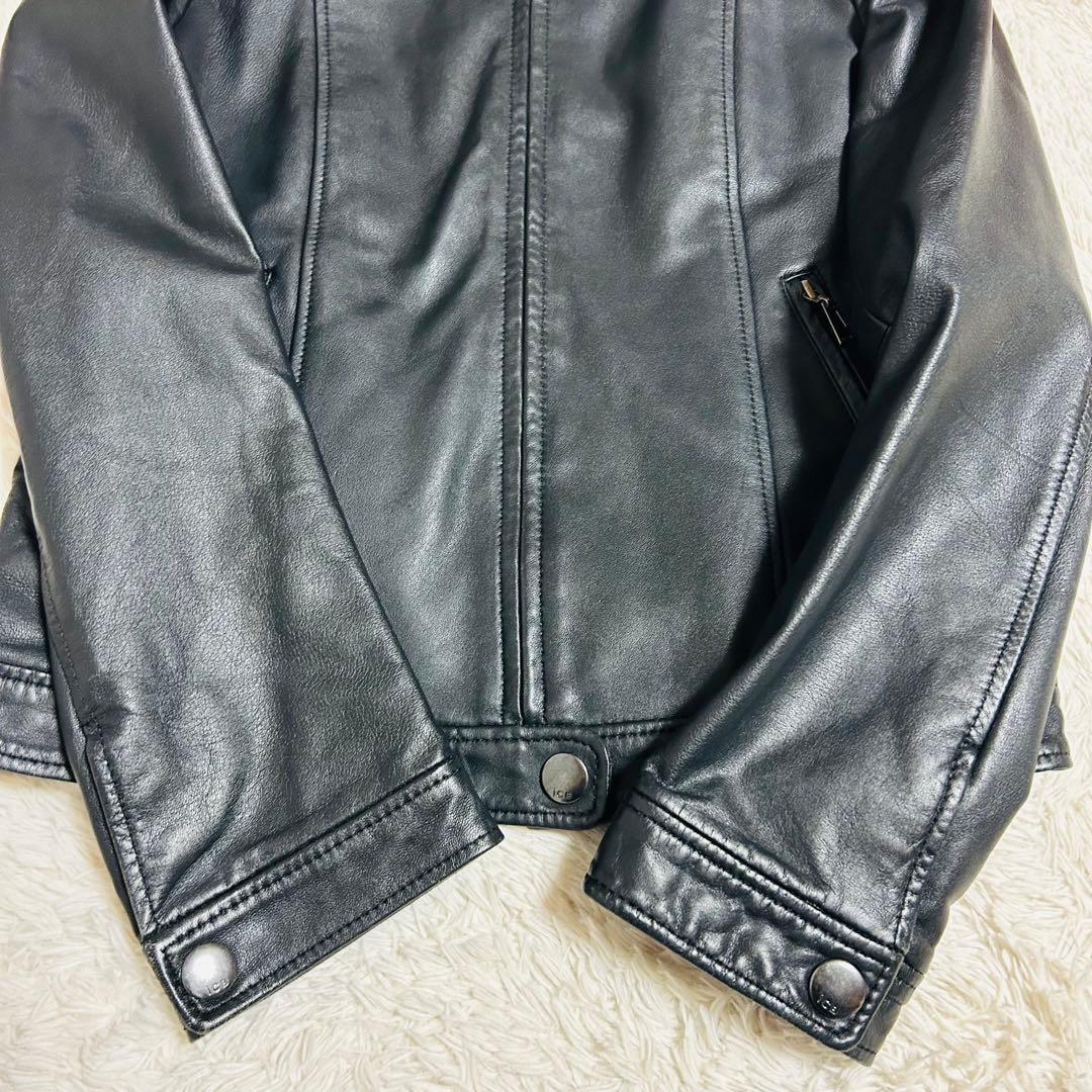 ICB シングルライダースジャケット　ラムレザー　羊革　ブラック　Mサイズ