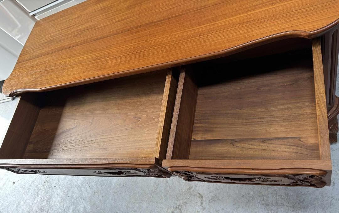 渡辺家具 最高級 天然木 ローチェスト、約80kg 幅144cm Used/美品