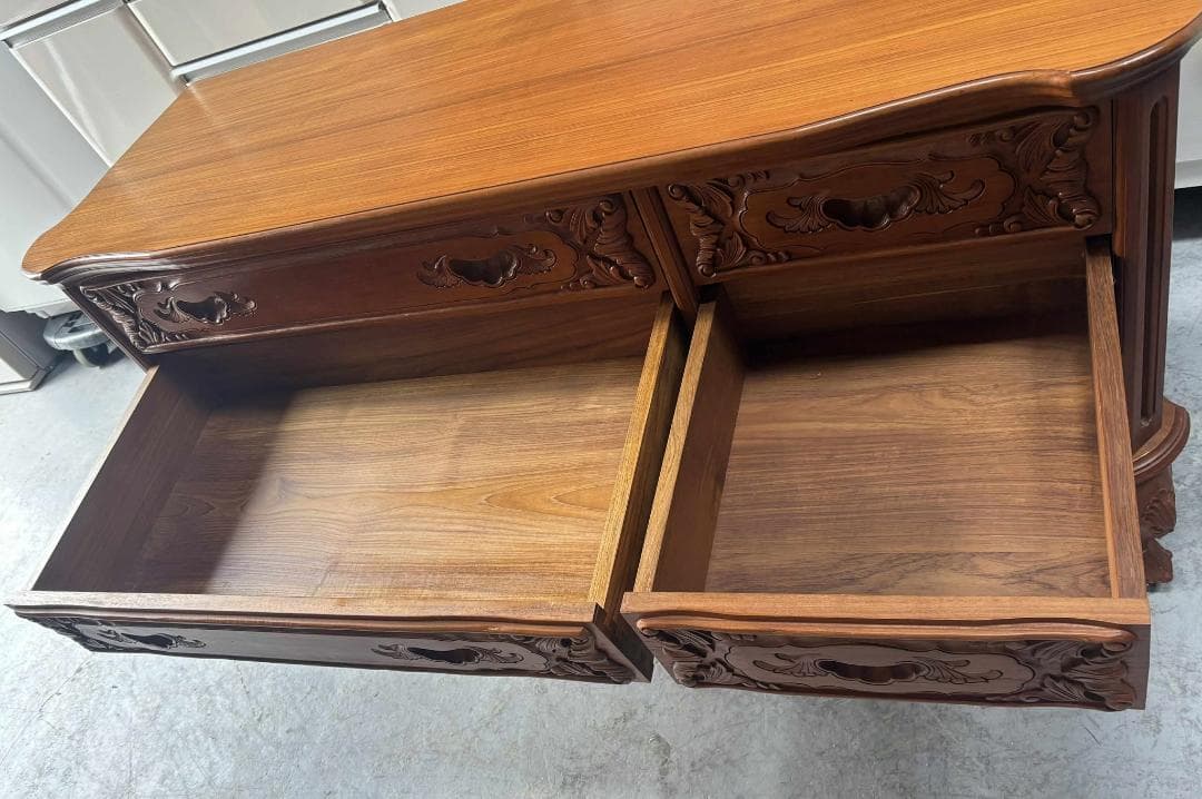 渡辺家具 最高級 天然木 ローチェスト、約80kg 幅144cm Used/美品