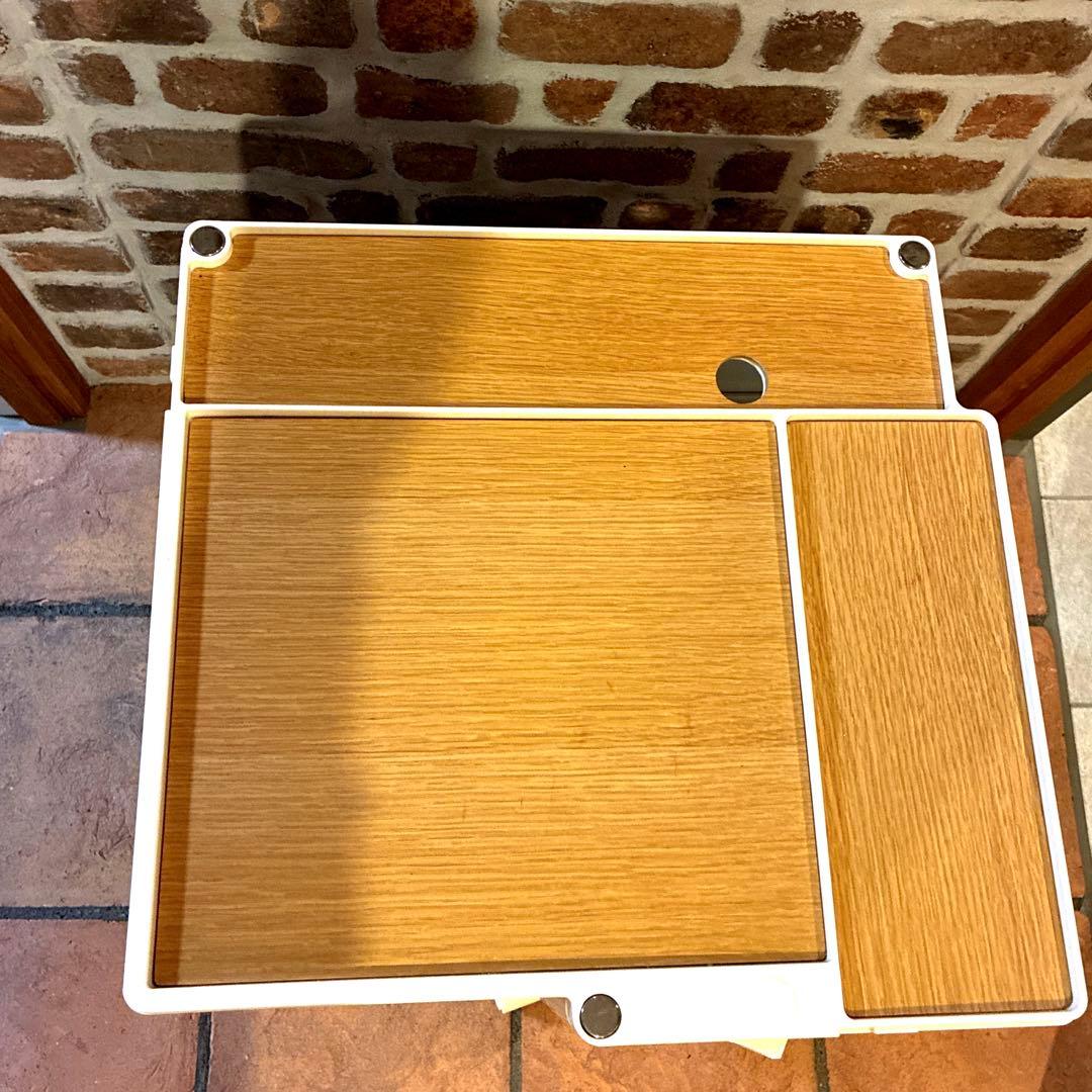 ファイルワゴン 回転式手押し車 2段 3段 5トレイ　専用ウッドトレイ付き