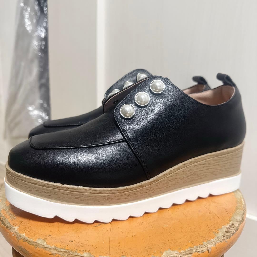STACCATO スタッカート メイジーパールプラットフォーム　黒　厚底　23