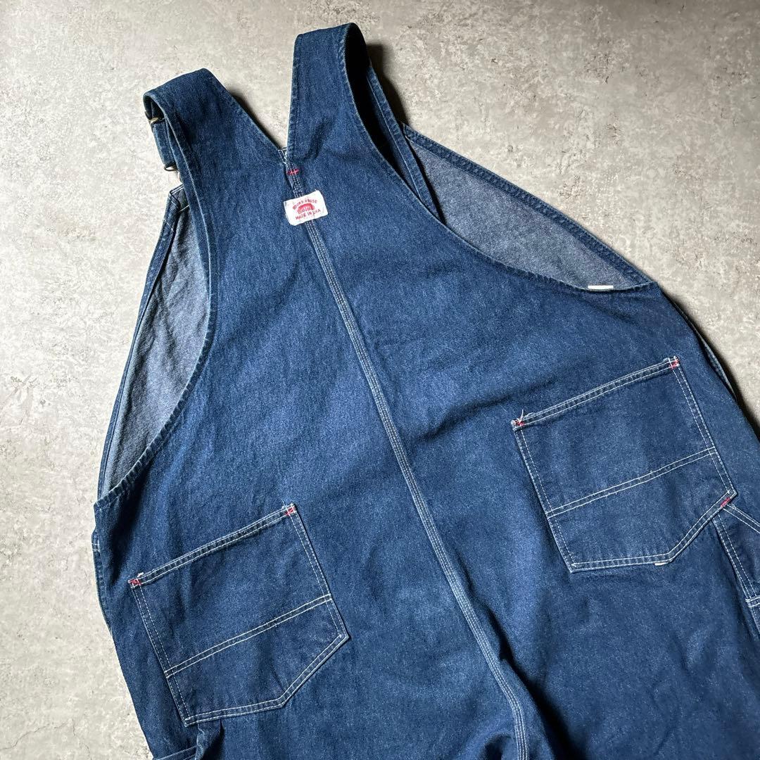 USA製 ROUND HOUSE デニムオーバーオール W56L30 超ビック