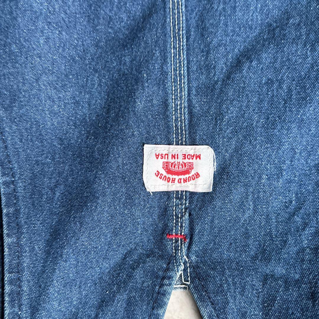 USA製 ROUND HOUSE デニムオーバーオール W56L30 超ビック