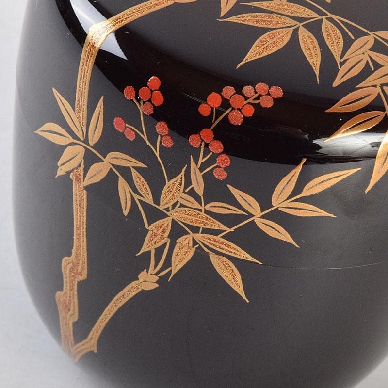 オオシモ　田中宗凌作　螺鈿装飾　縁金　南天　中棗　共箱　M　R9290