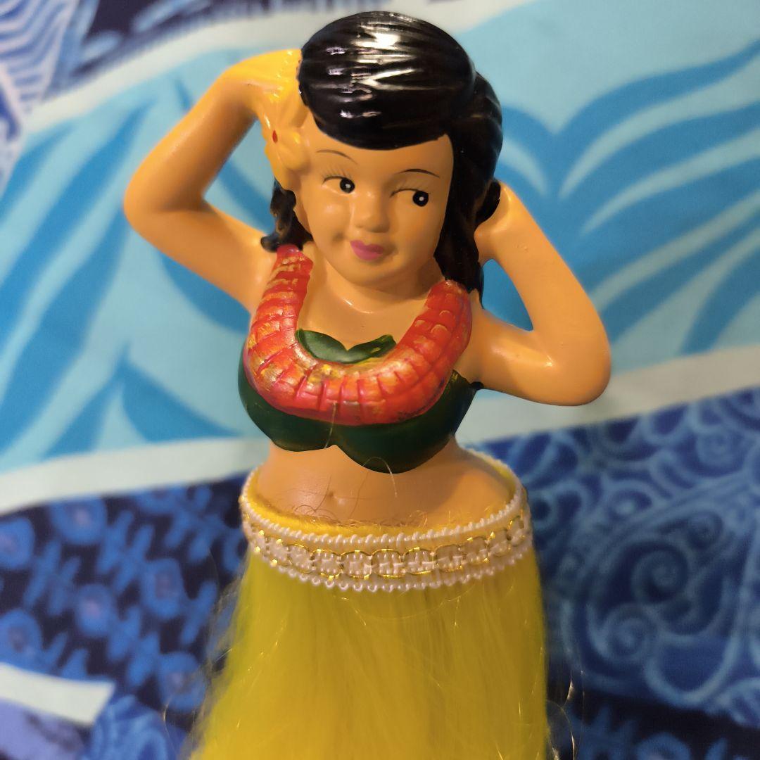 ハワイアン フラダンス人形　ハンズアップ黄色　レトロ