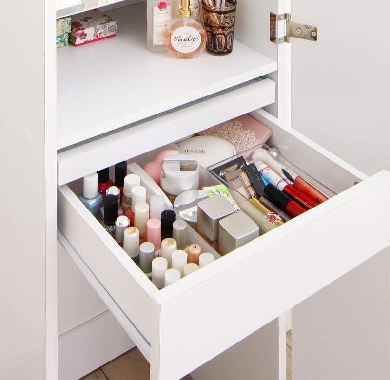 送料込 たっぷり収納 すき間ドレッサー スツール コンセント付 全身ミラーB