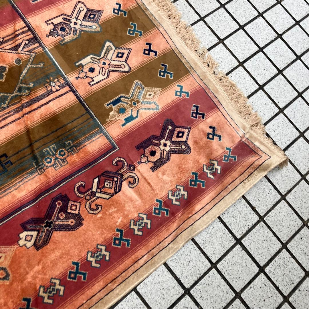 ヴィンテージ メキシカンラグ ネイティブ柄 民族柄 ペルシャ絨毯 大型絨毯