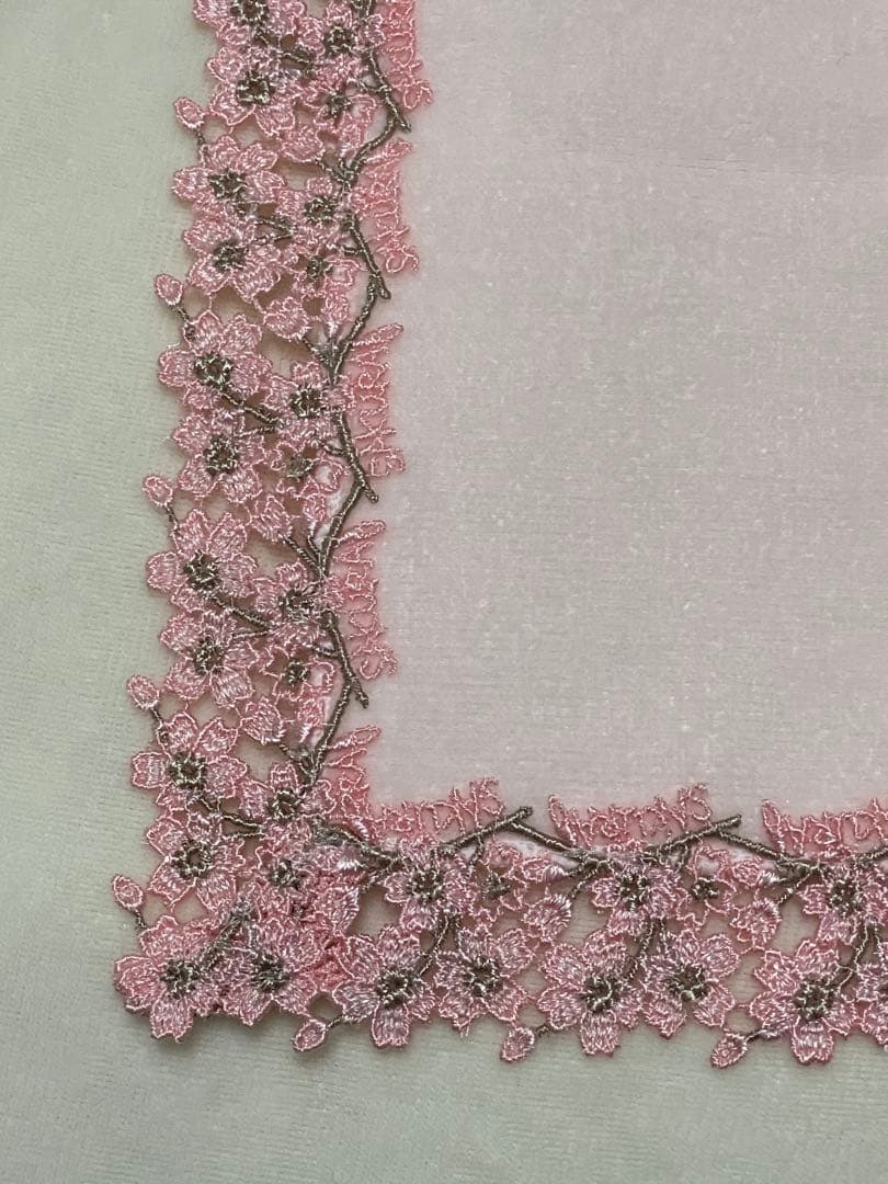 近沢レース　ハンカチ　婦人画報別注　春爛漫　桜便り　桜ひらひら　5枚セット