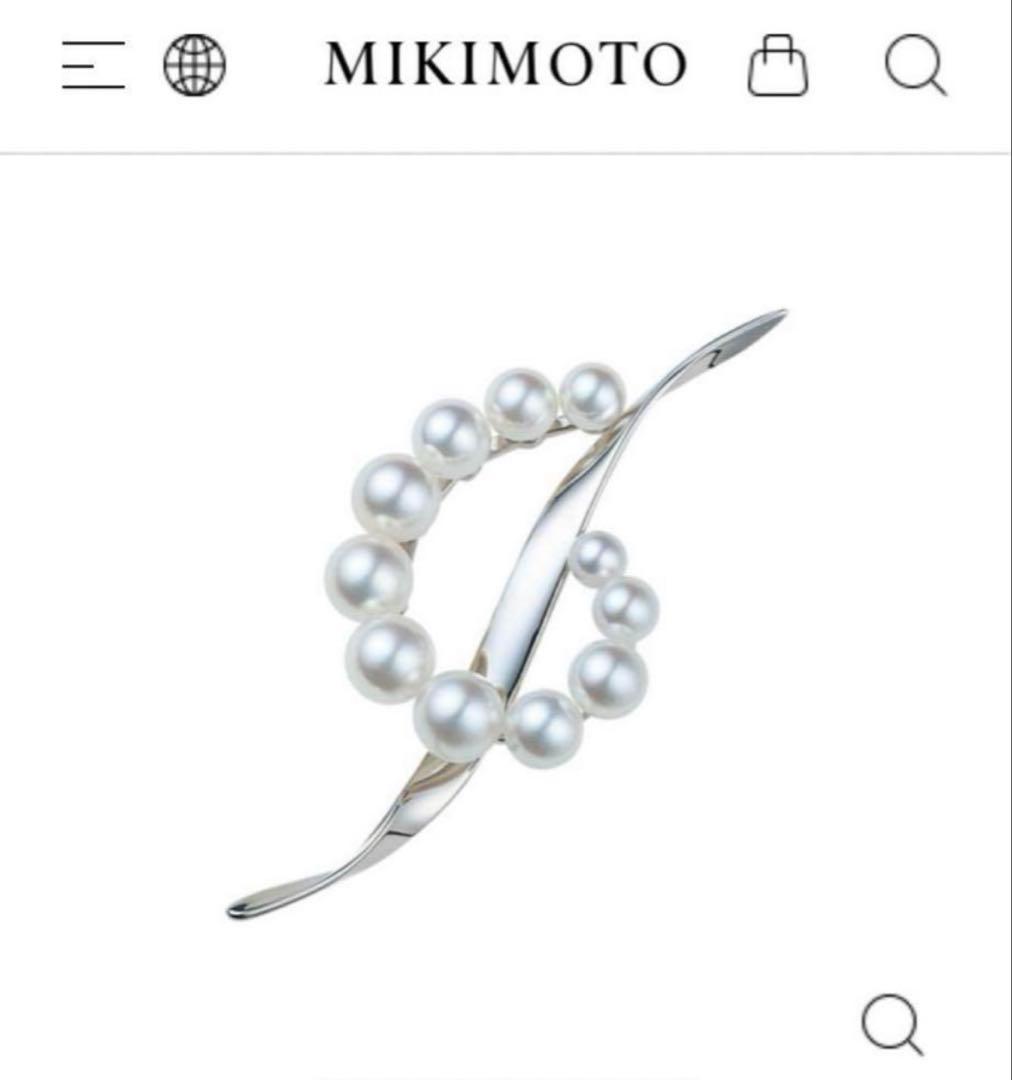 美品)　K18wgミキモト真珠 ブローチ