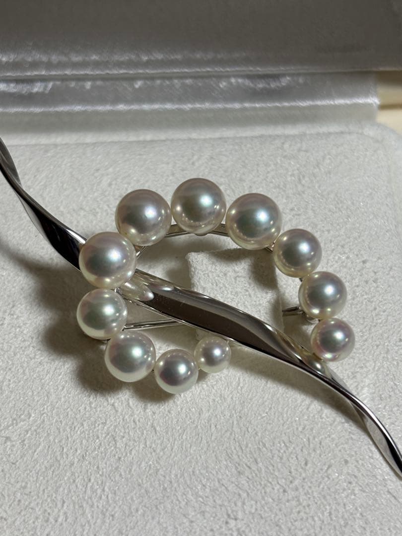 美品)　K18wgミキモト真珠 ブローチ