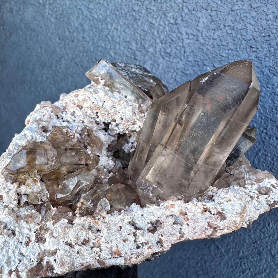 【金運☆魔除】高透明度☆高品質スモーキークォーツクラスター天然石 原石A1450