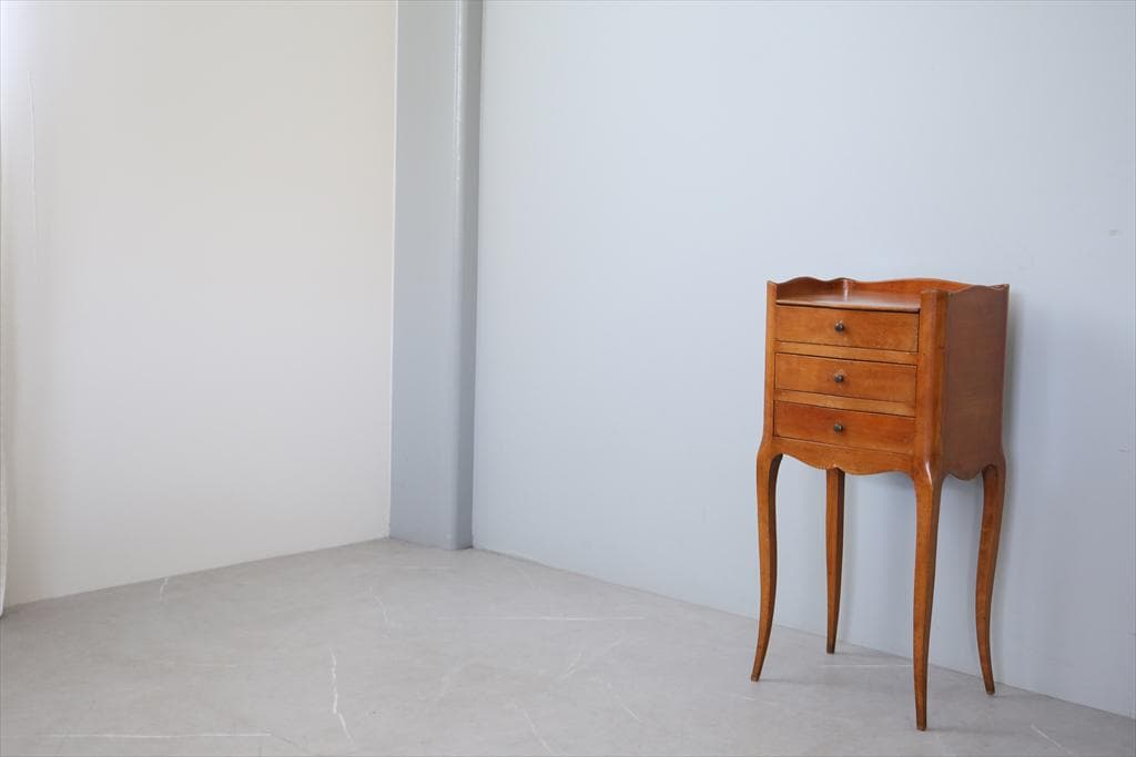 フランスアンティーク猫脚ナイトテーブル/木製キャビネット机飾り棚(82-13)