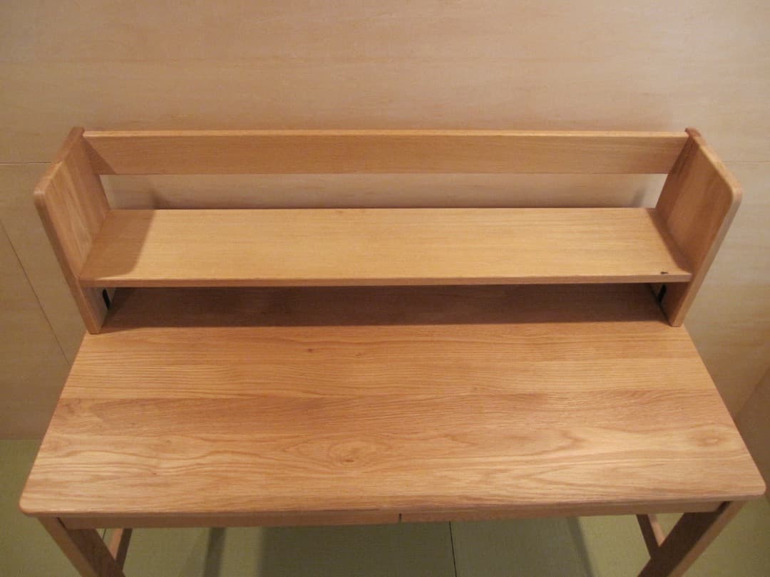 無印良品　オーク無垢材デスク 上棚付き 2引き出し 足元本棚