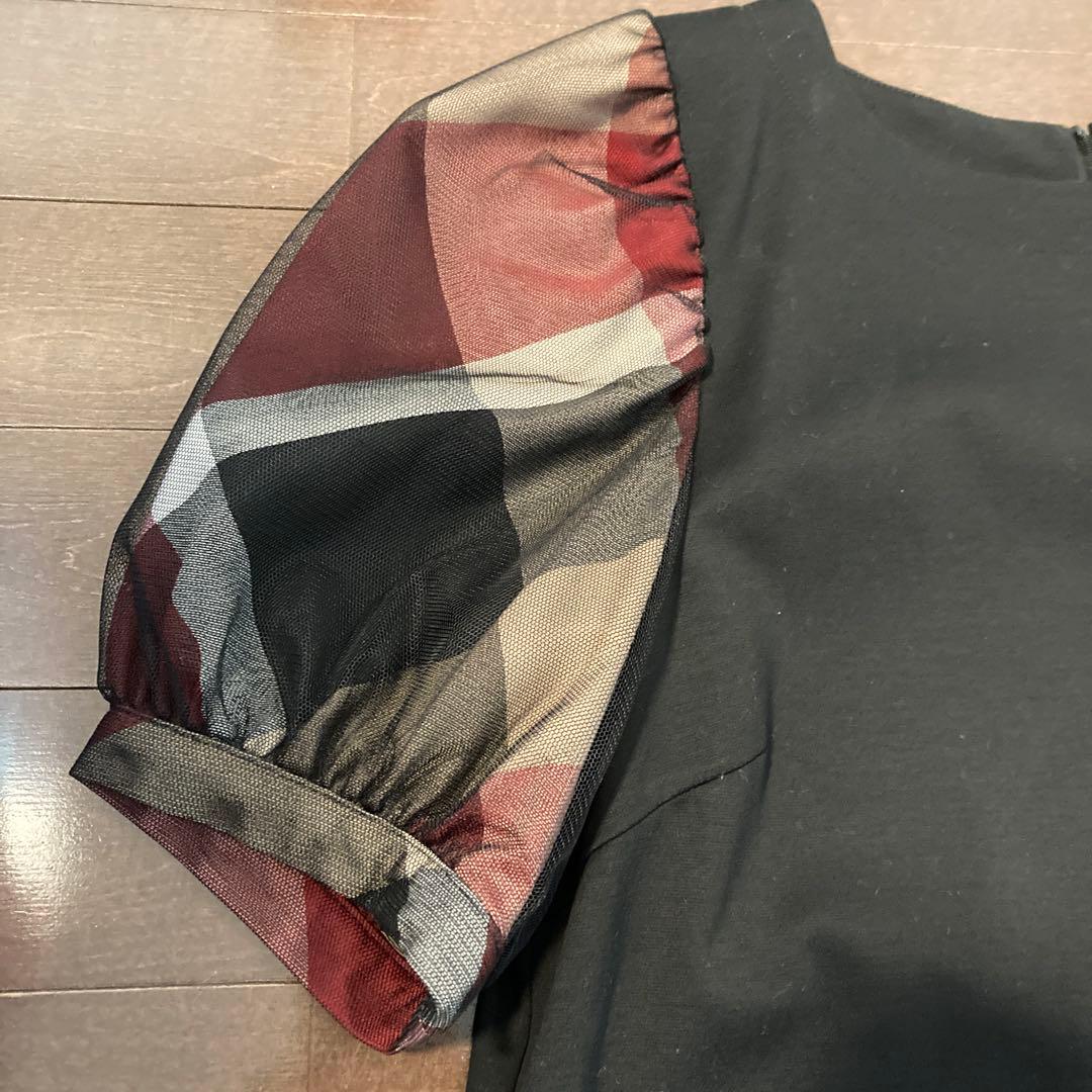 ブルーレーベルクレストブリッジ　コンパクトクリアーポンチワンピース　赤 ３６