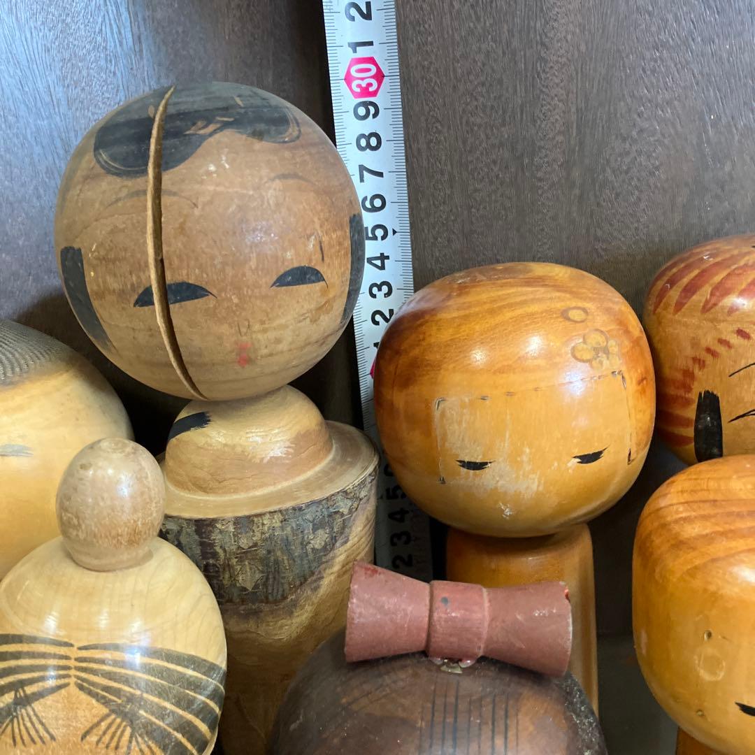 D-3 昭和レトロ 木製 こけし 小芥子 18体セット まとめ売り 大量 人形
