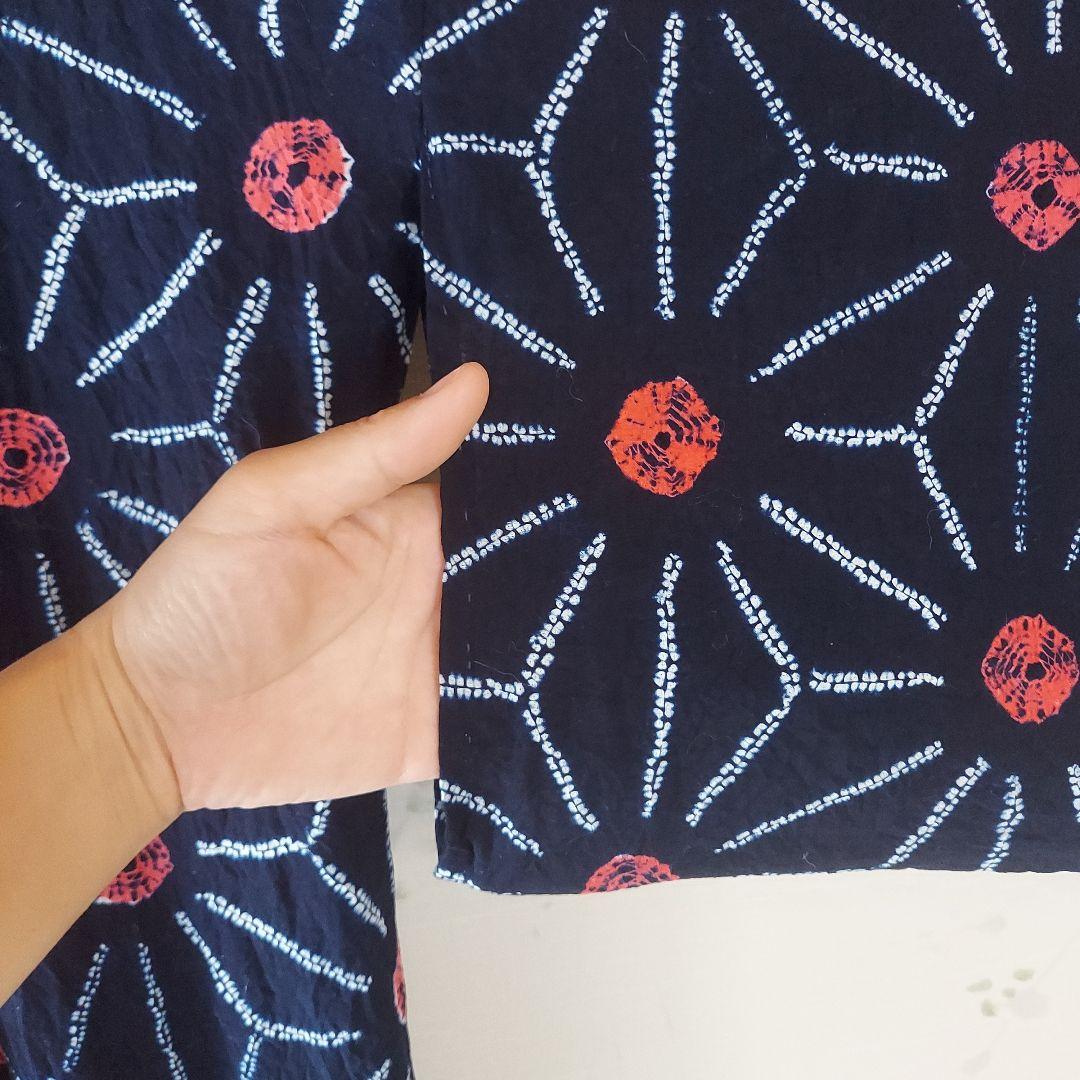 有松絞り　浴衣　麻の葉柄　レトロな雰囲気　トールサイズ