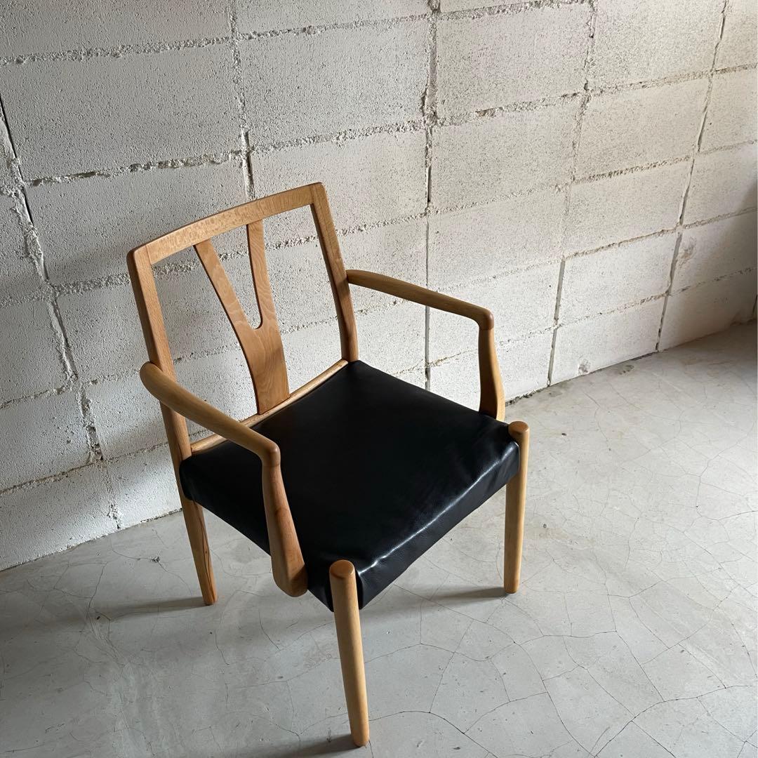 ビンテージ　本革レザー　アームチェア　ダイニングチェア