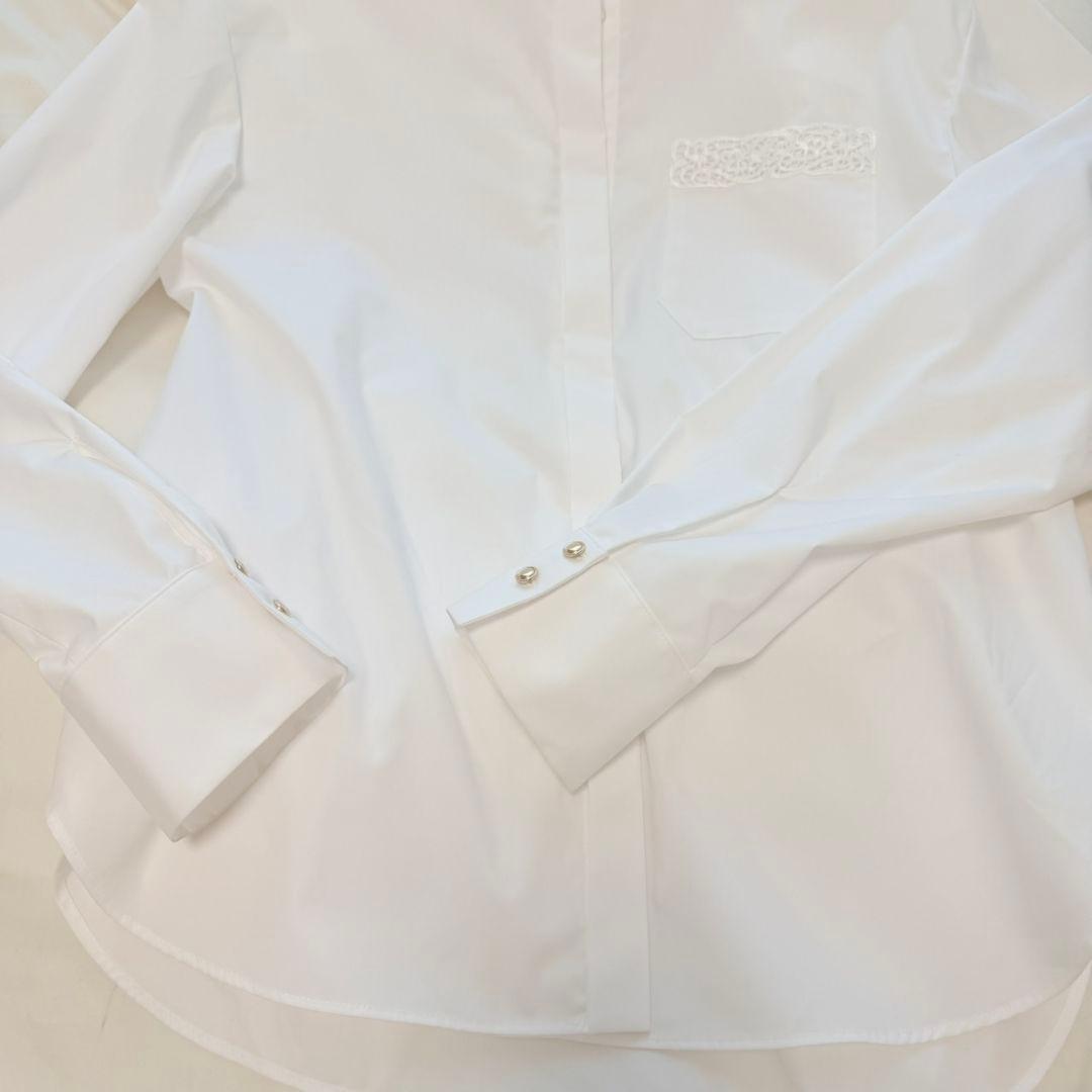 こちらは即日発送　アナイ　ANAYI　レース付きホワイトシャツ 長袖 38