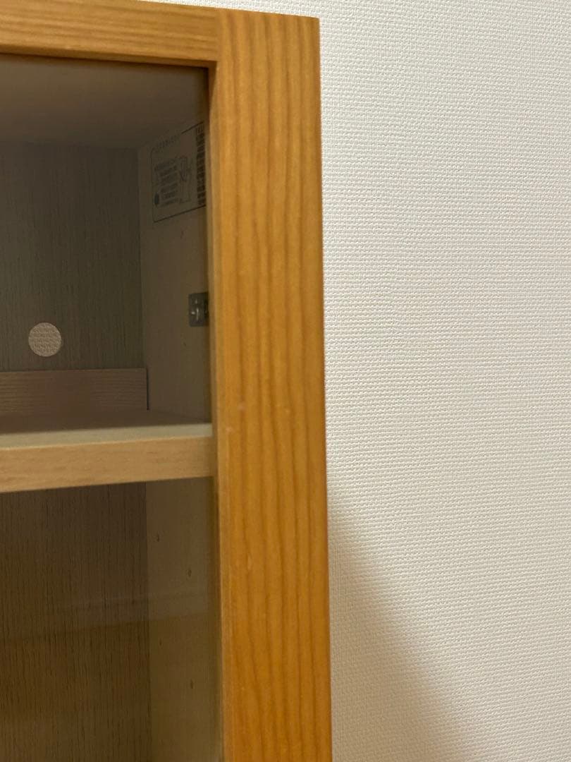木製キャビネット　ガラス扉　オーク材　A