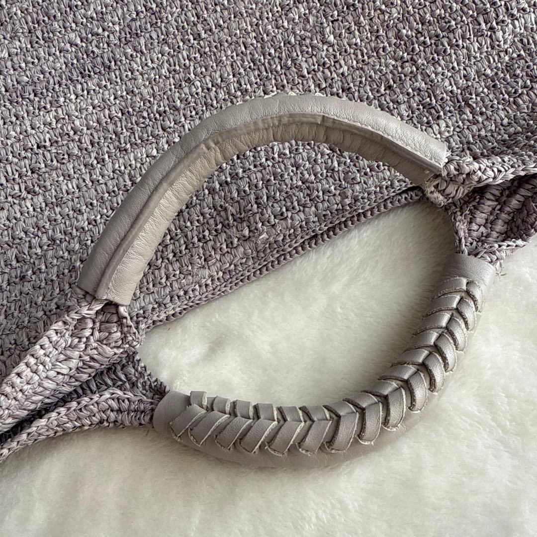 ヘレンカミンスキー ラフィア バッグ グレー パープル