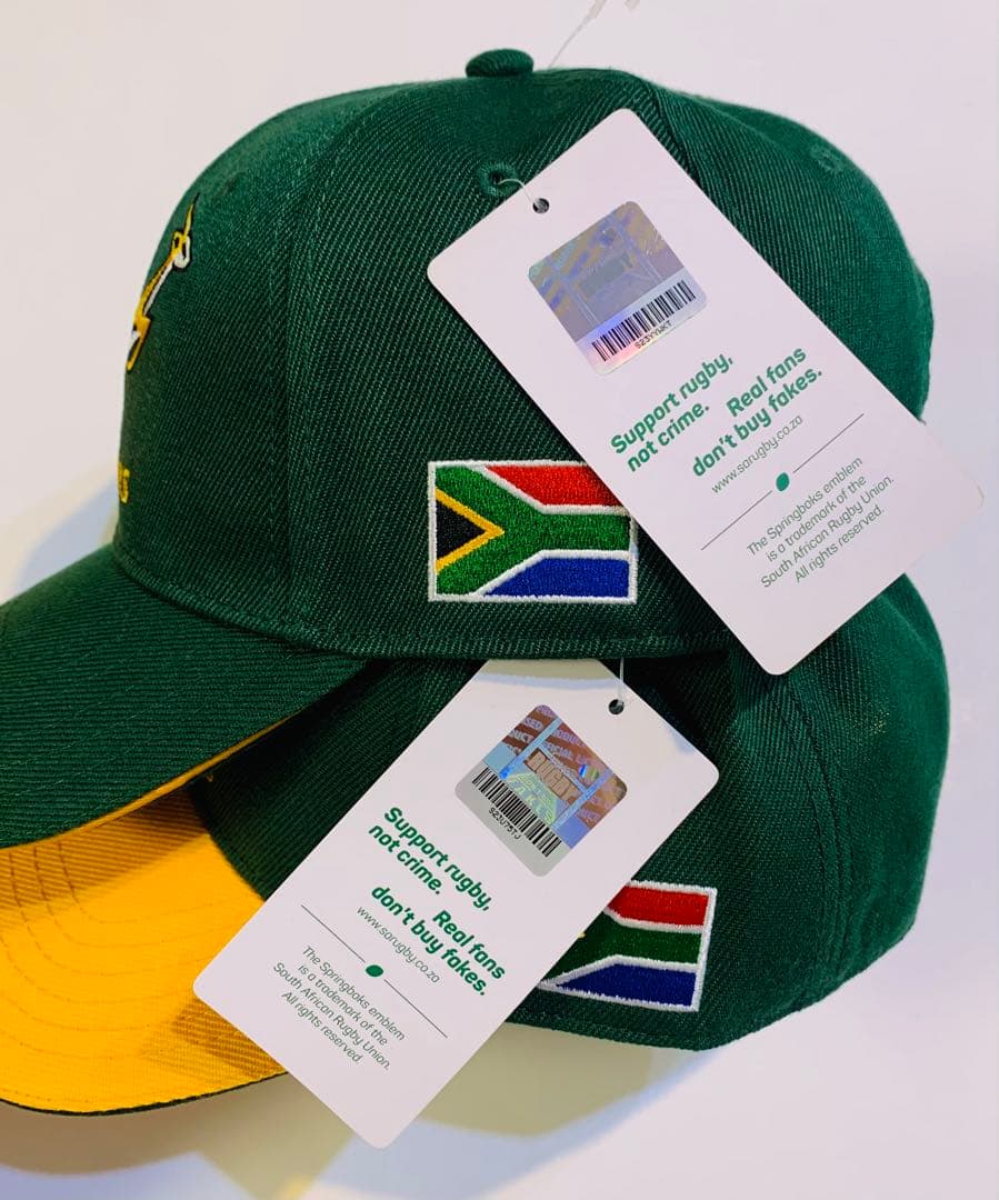 ラグビーSPRINGBOKS 南アフリカ代表　刺繍デザイン「 緑」「黄」　セット