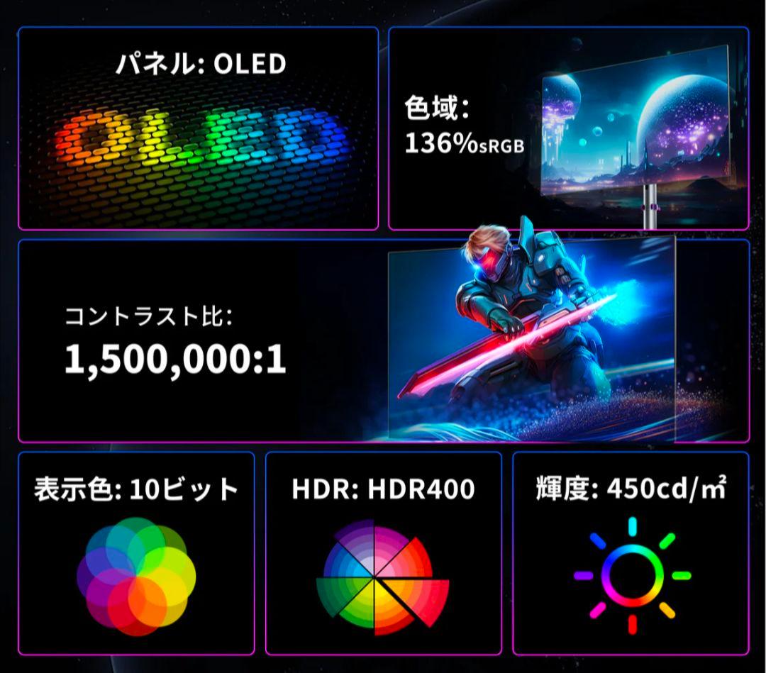 ブ*ル様 KTC G27P6S 有機EL ゲーミングモニター WQHD 240H