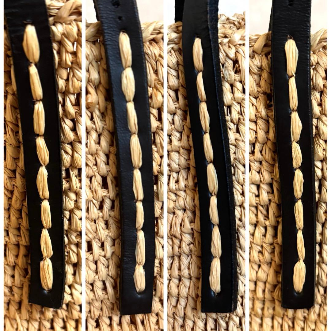 美品✨大容量✨サンアルシデ ラフィア トートバッグ カゴ ナチュラル レザー