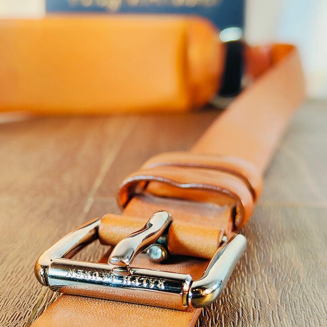 【極上品】ポロラルフローレン 高級ドレスベルト イタリア製　シルバー馬具バックル