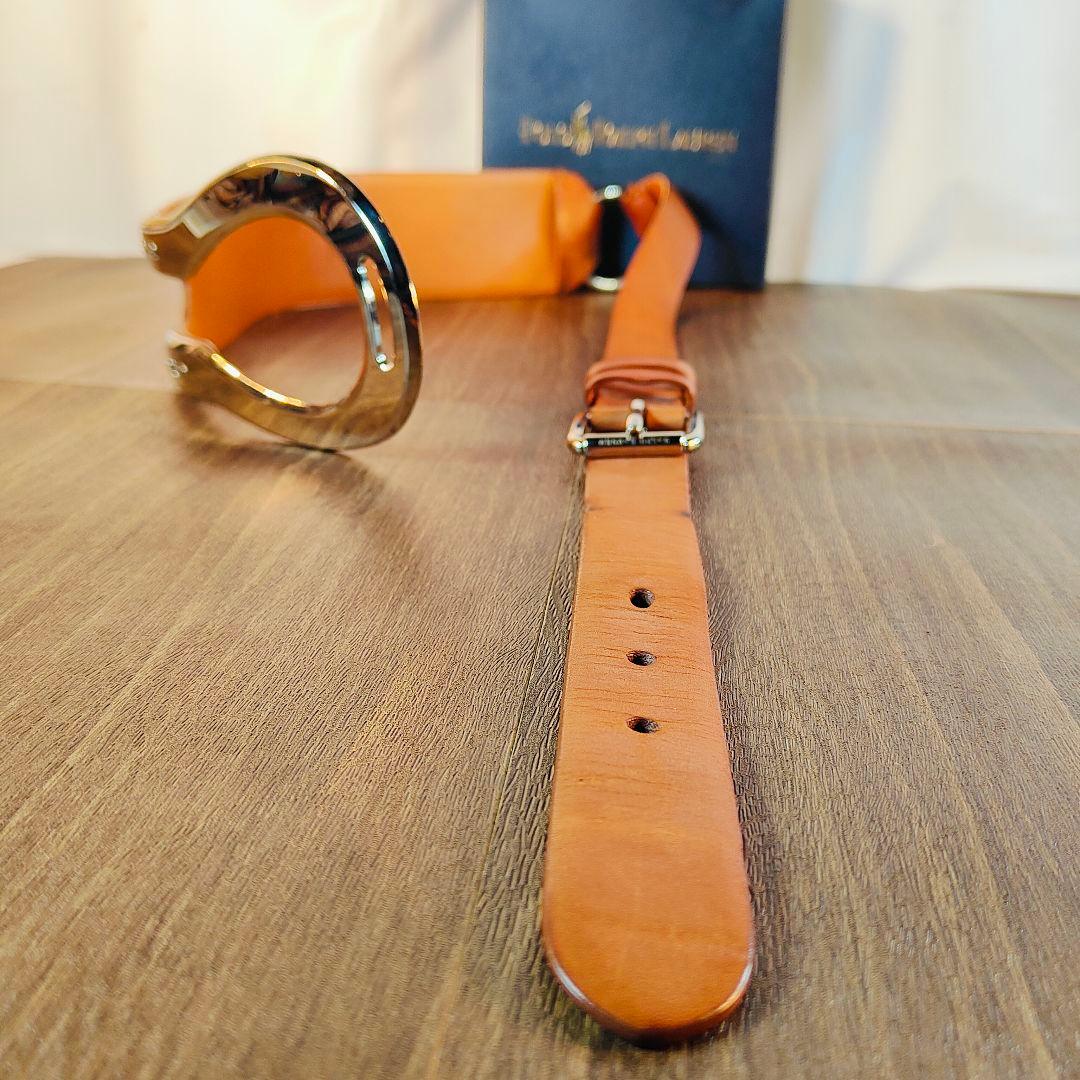 【極上品】ポロラルフローレン 高級ドレスベルト イタリア製　シルバー馬具バックル