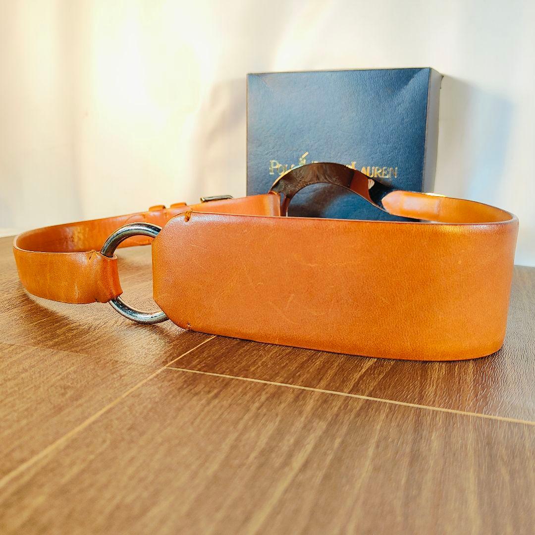 【極上品】ポロラルフローレン 高級ドレスベルト イタリア製　シルバー馬具バックル