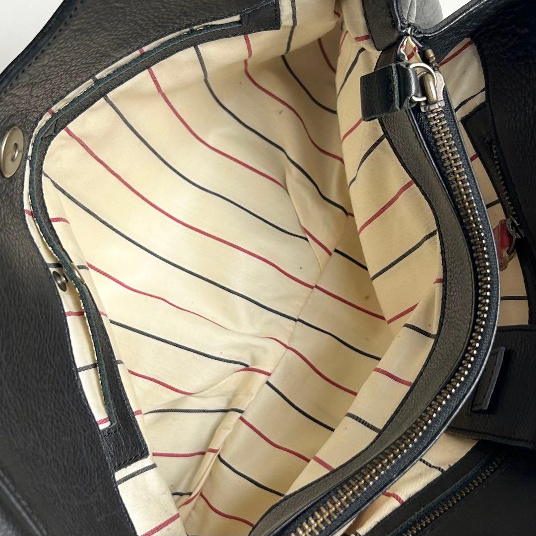 【美品】ビースタッフ/日本製レザーハンドバッグ/トートバッグ/3室構造/ブラック