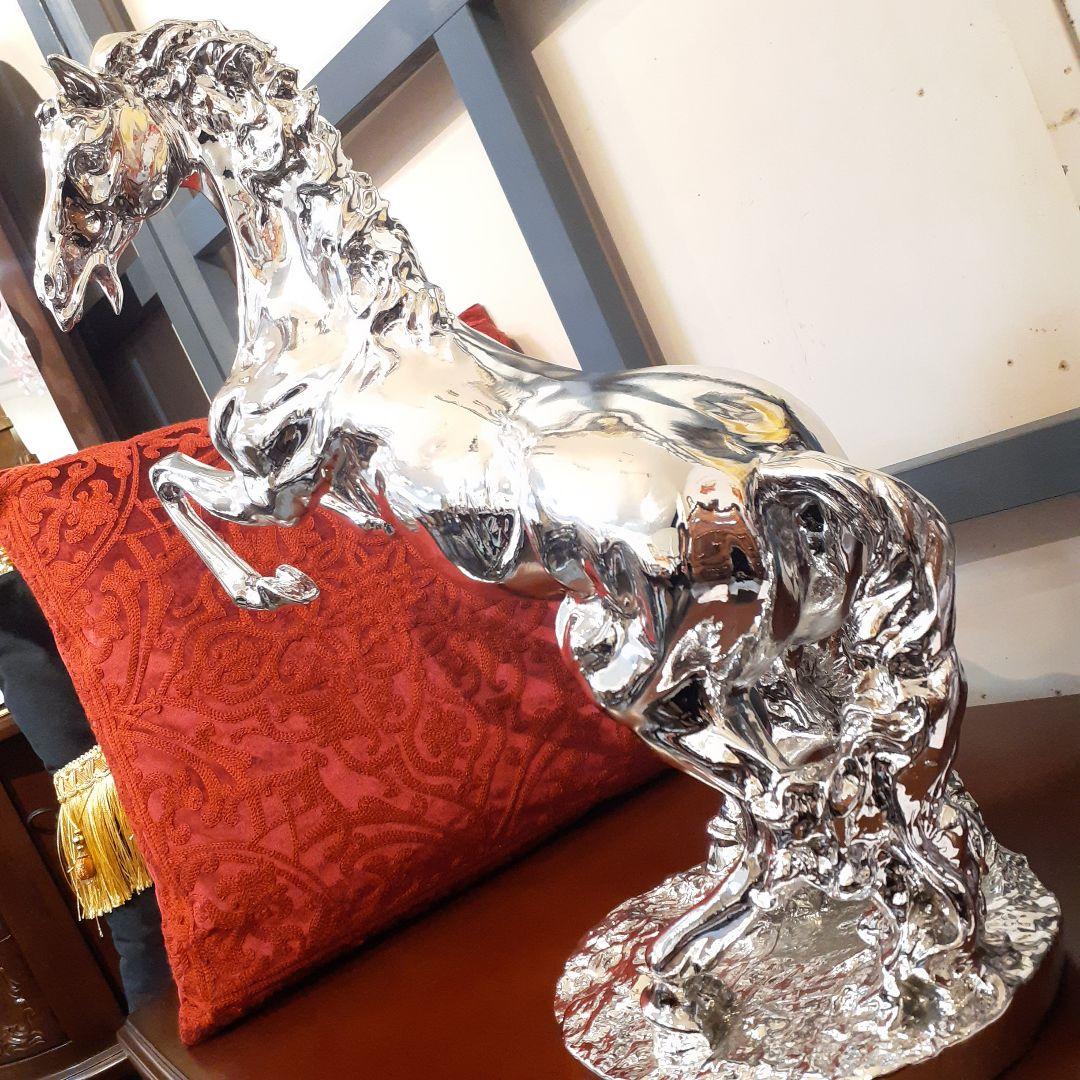 輸入雑貨　イタリアンクラッシック　『シルバーホース』　馬オーナメント　エレガント