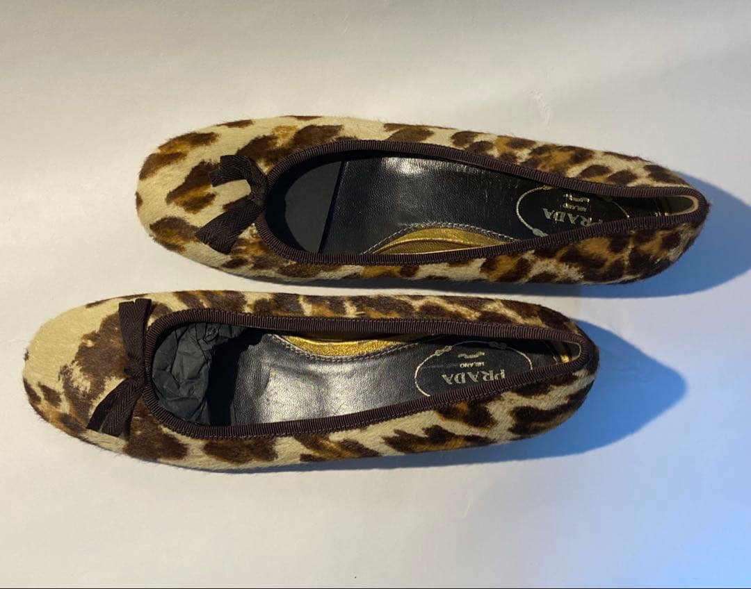 【2日間限定プライス!!】プラダフラットシューズレオパード 38バレエシューズ