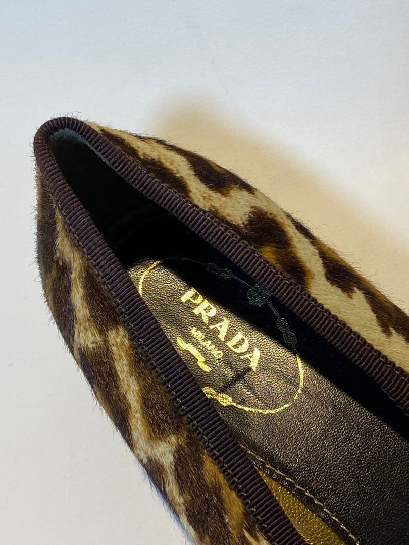 【2日間限定プライス!!】プラダフラットシューズレオパード 38バレエシューズ