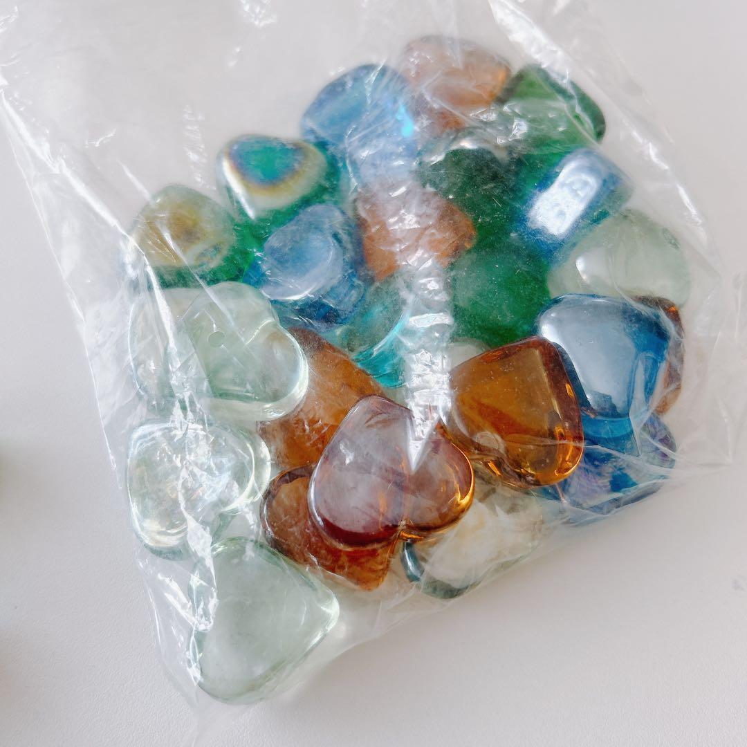 小石ビーズストーン 人工石 装飾石 水族館 魚タンク ガラス　ハート