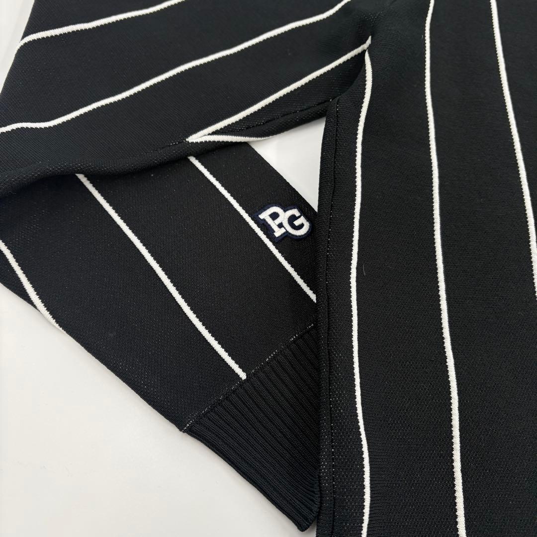 美品　パーリーゲイツ ゴルフ ニット セーター 6 XL 黒 ストライプ 924