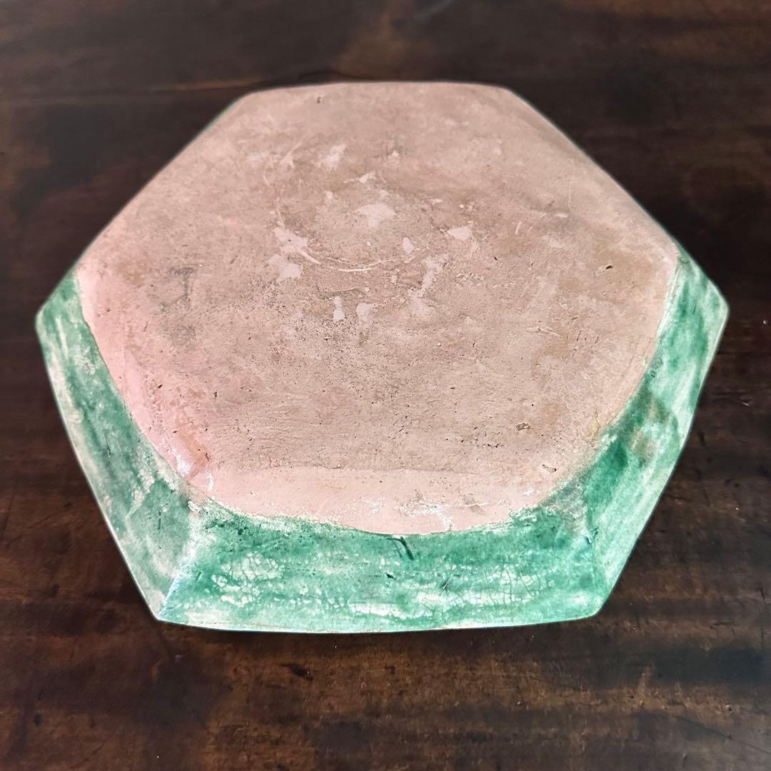 希少 遼代 三彩八角盤 清朝期 粉彩花の図 輪花台皿 中国古玩 中国美術 骨董品