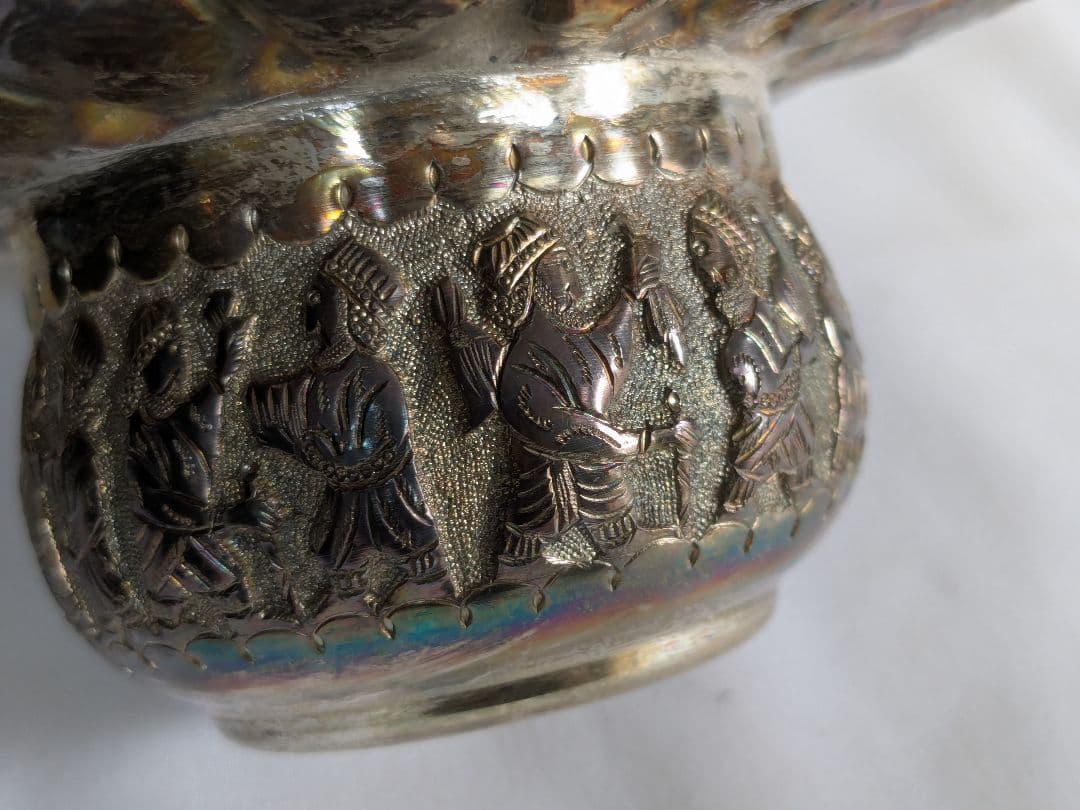 アンティーク ロシア製シルバー コンポート皿 花型 装飾皿 工芸品 小物入れ