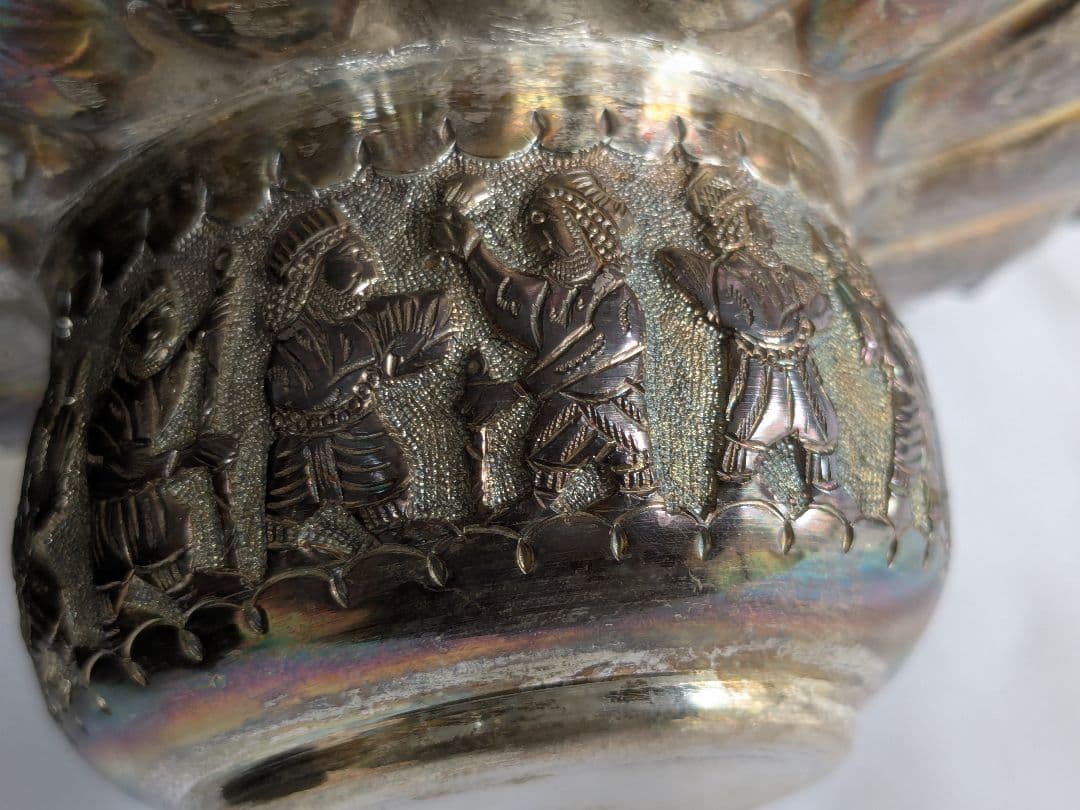 アンティーク ロシア製シルバー コンポート皿 花型 装飾皿 工芸品 小物入れ