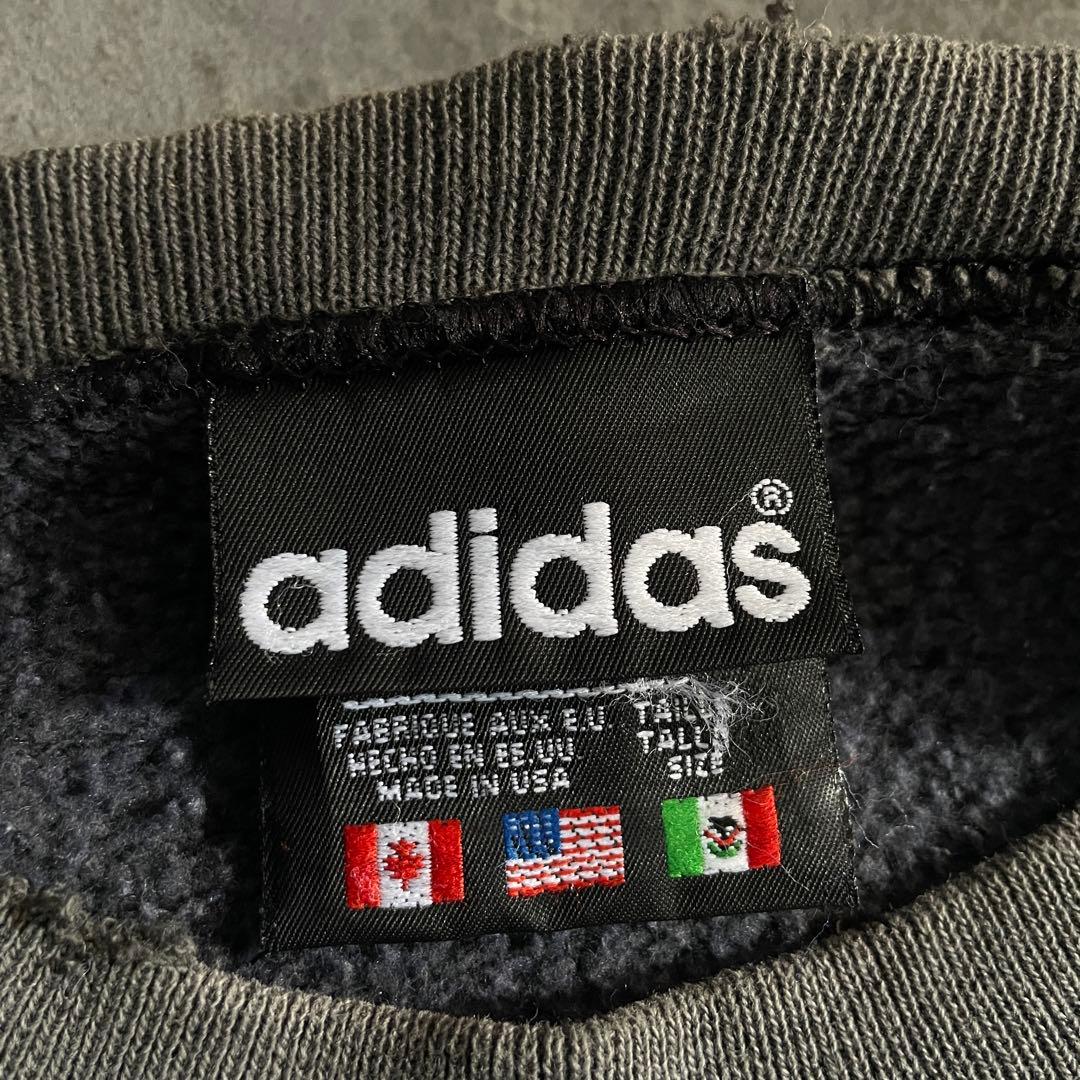 80's 万国旗タグ“adidas”墨黒“USA製”boro sweat
