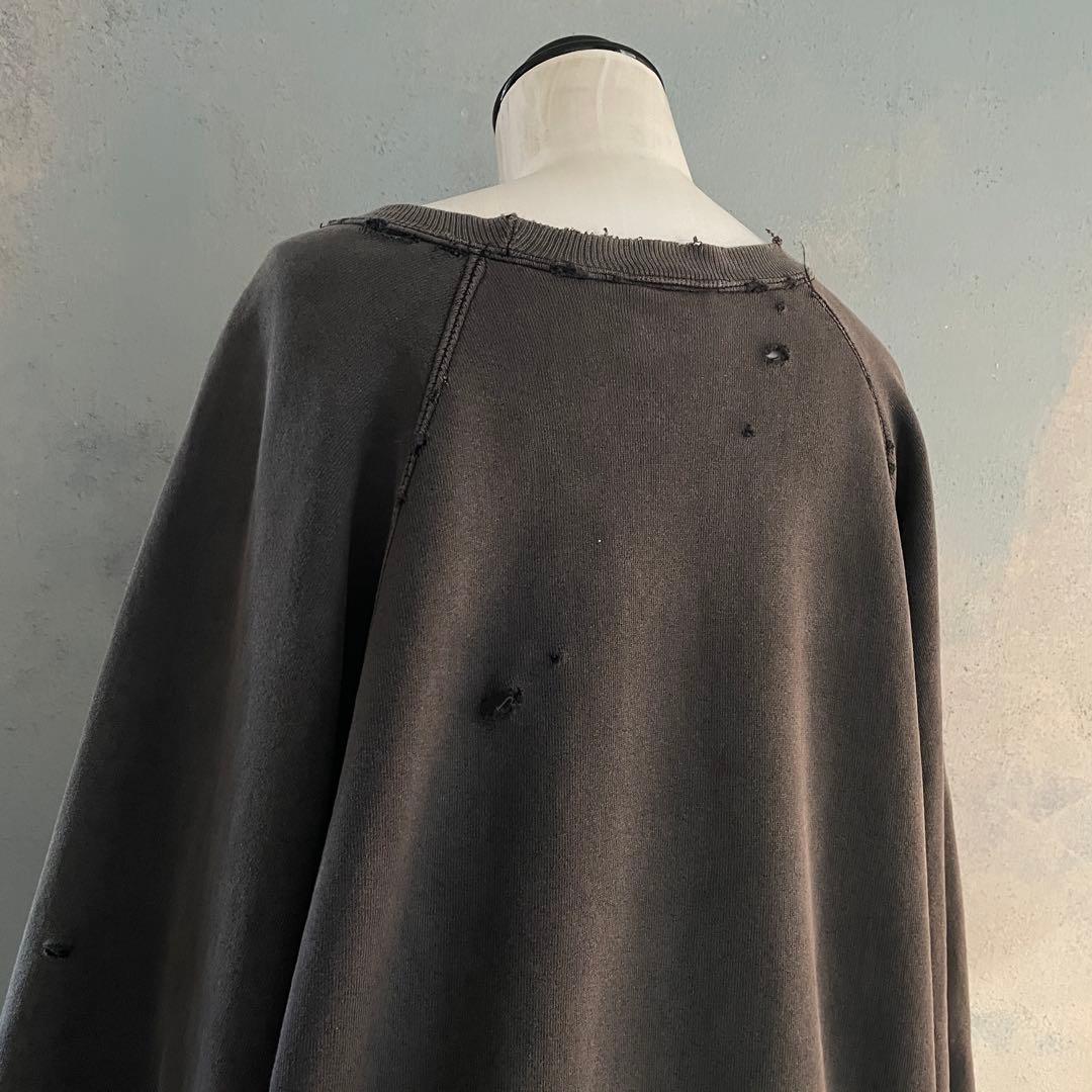 80's 万国旗タグ“adidas”墨黒“USA製”boro sweat