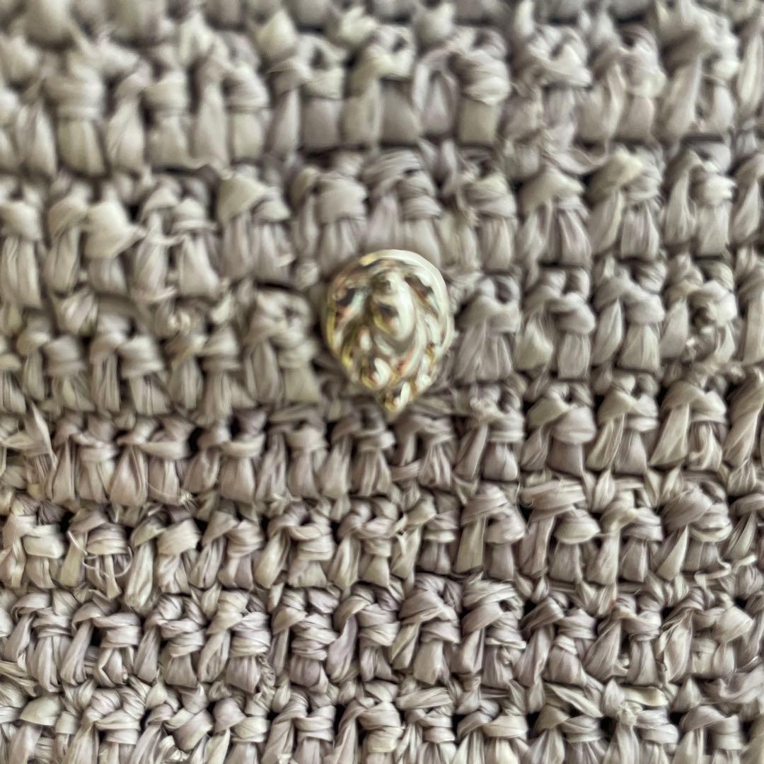 HELEN　KAMINSKI　ラフィア　レザー　グレーかごバッグ フリンジ付き