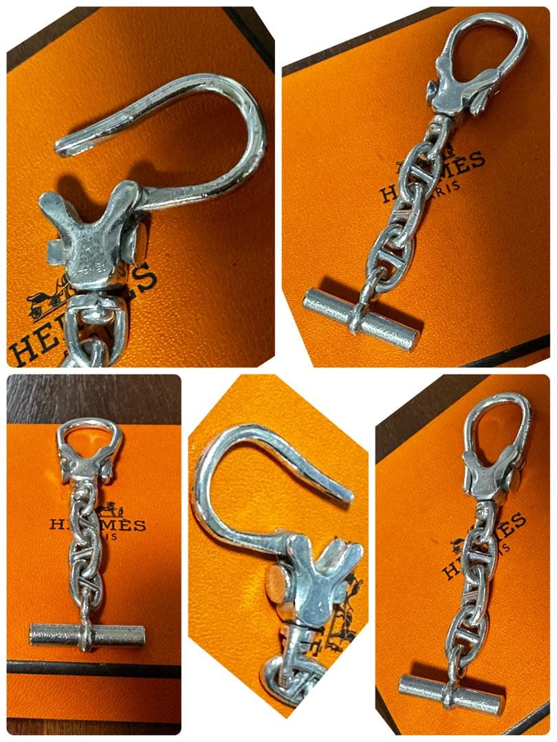 エルメス　ヴィンテージ　シェーヌダンクル　キーホルダー　キーリング　SV925