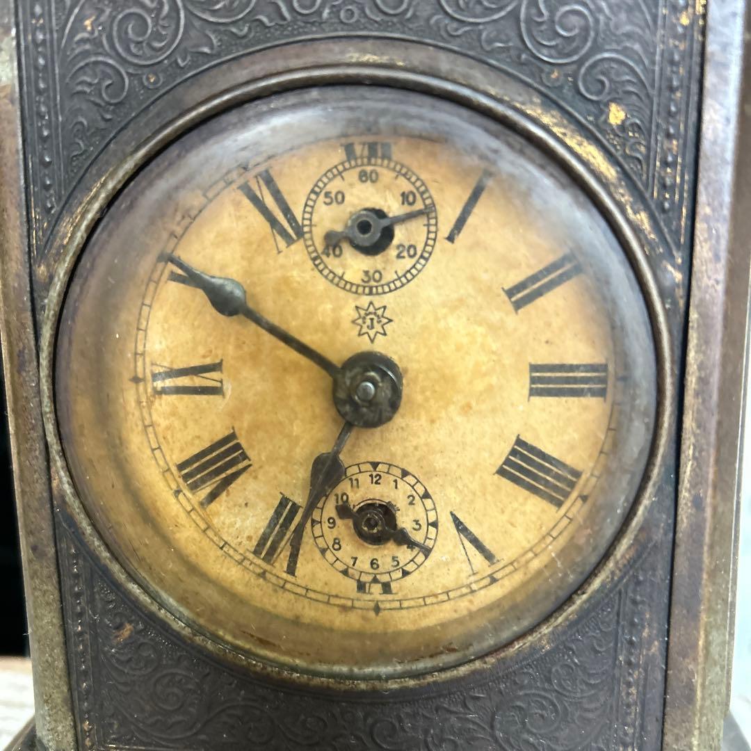 【ジャンク】JUNGHANS 真鍮 アンティーク 置き時計 ゼンマイ式