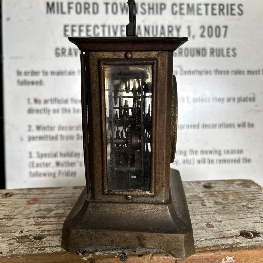 【ジャンク】JUNGHANS 真鍮 アンティーク 置き時計 ゼンマイ式