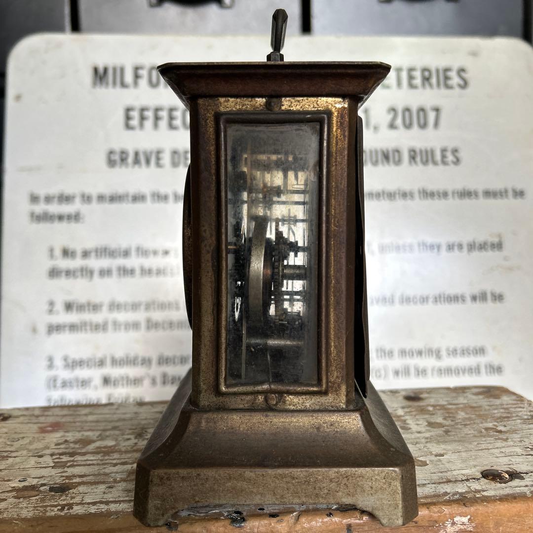 【ジャンク】JUNGHANS 真鍮 アンティーク 置き時計 ゼンマイ式