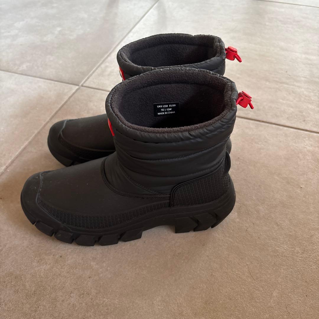 HUNTER レディース ショート スノーブーツ防寒シューズ black