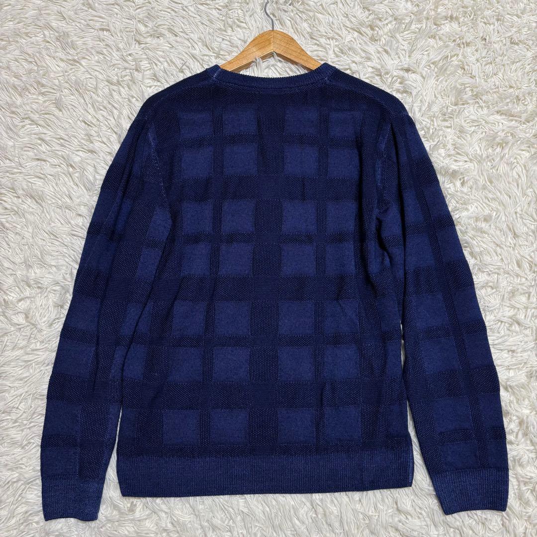✨️極美品 ブラックレーベルクレストブリッジ メガチェック ニット ブルー L
