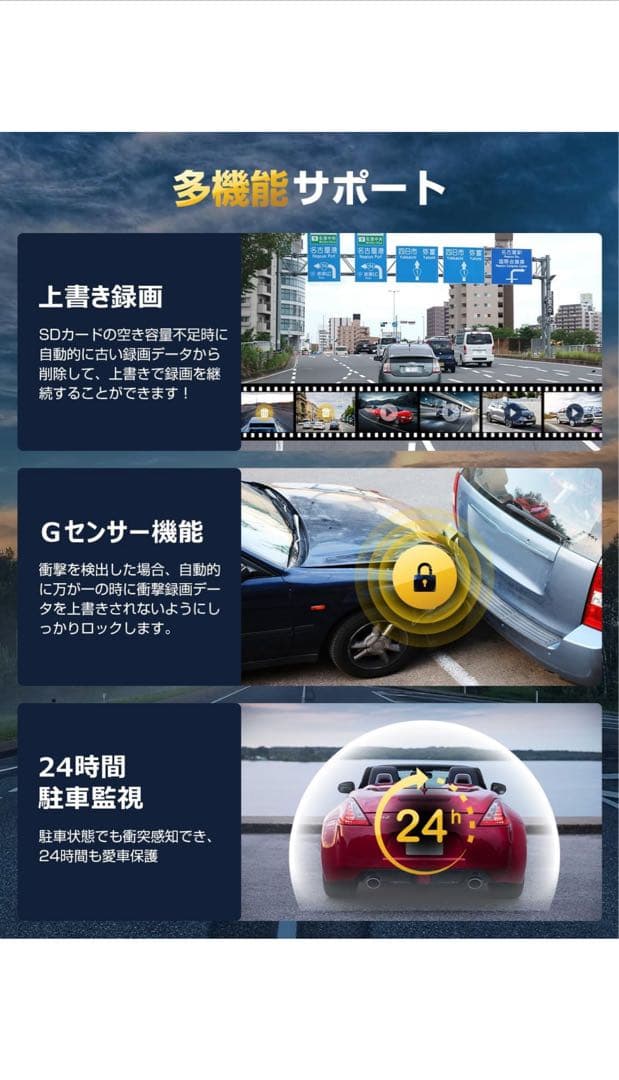 (新品) ミラー型 前後カメラ 4K ドライブレコーダー