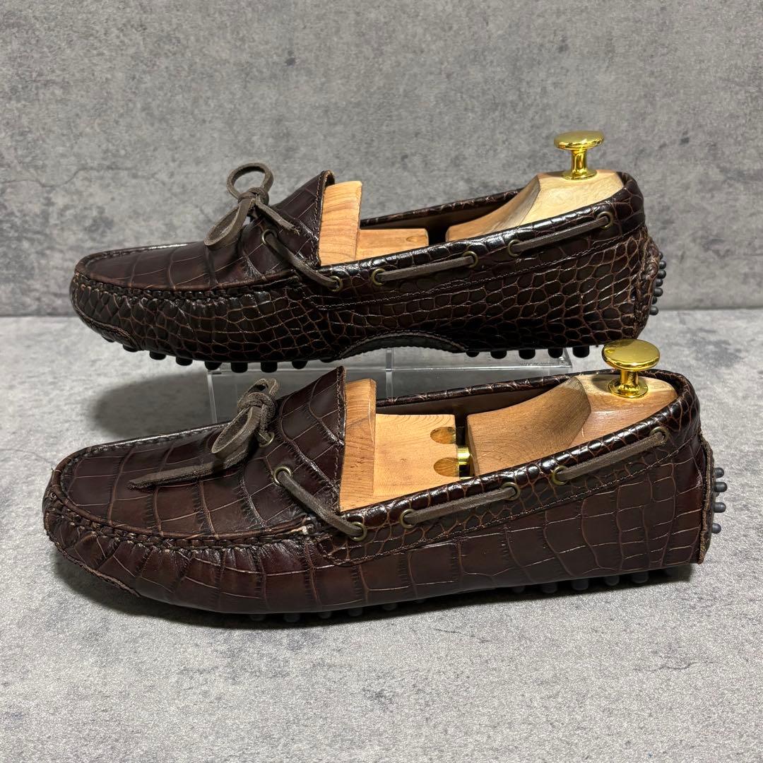 極美品　コールハーン　ドライビングシューズ クロコ型押し　ブラウン　1997